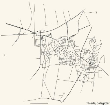 Alman bölgesel başkenti Salzgitter 'in THIEDE QuARTER bölgesinin klasik bej arkaplanlı şehir haritası.