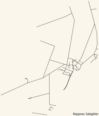 Alman bölgesel başkenti Salzgitter, Almanya 'nın klasik bej arkaplanlı REPPNER QuARTER' ının ayrıntılı navigasyon siyah çizgileri şehir yolları haritası