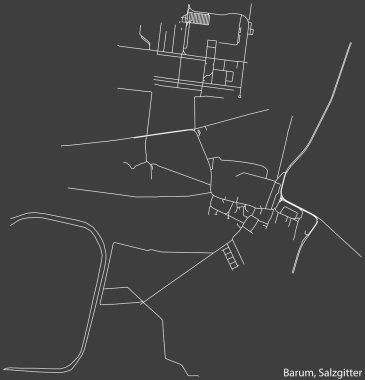 Alman bölgesel başkenti Salzgitter, Almanya 'nın BARUM QuARTER bölgesinin koyu gri arkaplanlı şehir haritası