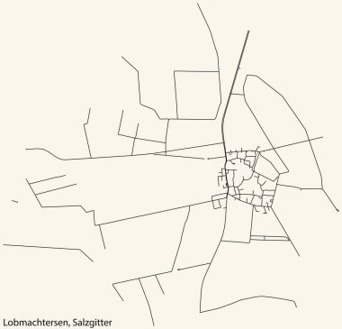 Alman bölgesel başkenti Salzgitter, Almanya 'nın LoBMACHTERSEN QuARTER bölgesinin klasik bej arkaplanlı şehir haritasının ayrıntılı navigasyon siyah hatları