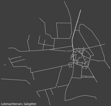 Almanya 'nın bölgesel başkenti Salzgitter' in LOBMACHTERSEN QuARTER 'inin şehir caddeleri haritası koyu gri arka planda ayrıntılı olarak çizildi