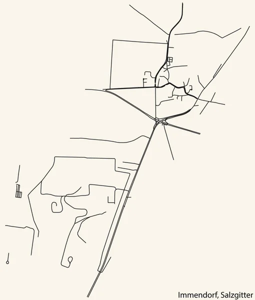 Detaillierte Navigation Schwarze Linien Stadtstraßenplan Des Immendorf Quarter Der Landeshauptstadt — Stockvektor