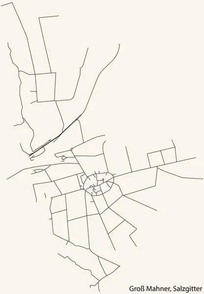 Detaillierte Navigation Schwarze Linien Stadtstraßenplan Des Gross Mahner Quarter Der — Stockvektor