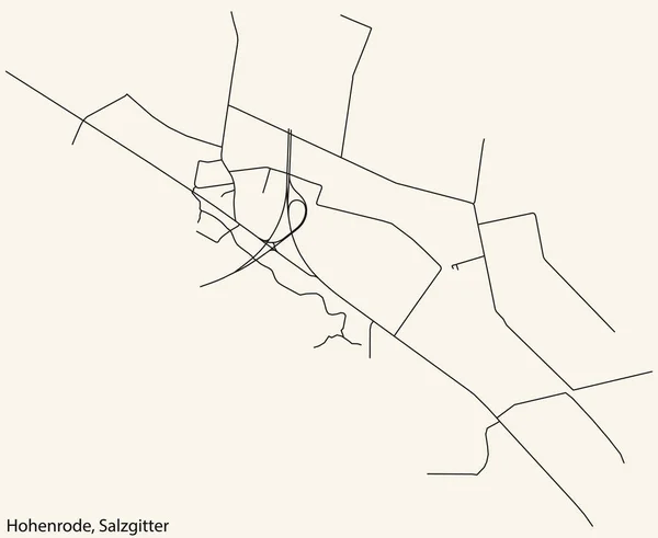 Detaillierte Navigation Schwarze Linien Stadtstraßenplan Des Hohenrode Quarter Der Landeshauptstadt — Stockvektor