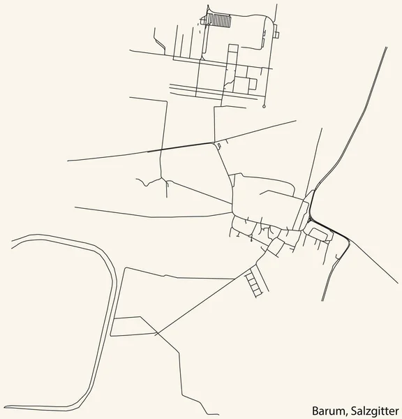 Detaillierte Navigation Schwarze Linien Stadtstraßenplan Des Barum Quarter Der Landeshauptstadt — Stockvektor