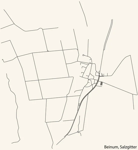 Detaillierte Navigation Schwarze Linien Stadtstraßenplan Des Beinum Quarter Der Landeshauptstadt — Stockvektor