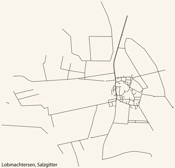 Navegação Detalhada Black Lines Urban Street Roads Mapa Lobmachtersen Quarter — Vetor de Stock