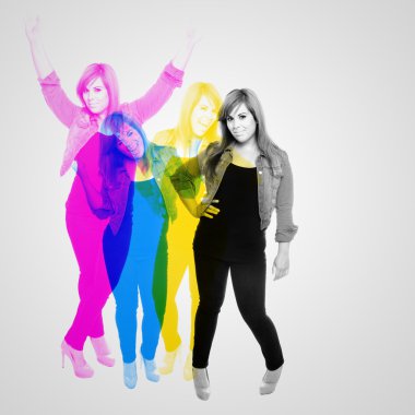 eğlenceli bir parti kızı cmyk soyut
