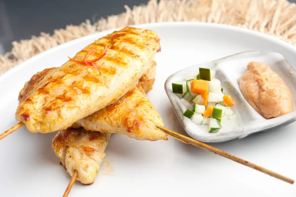 Gegrilde kip sate — Stockfoto