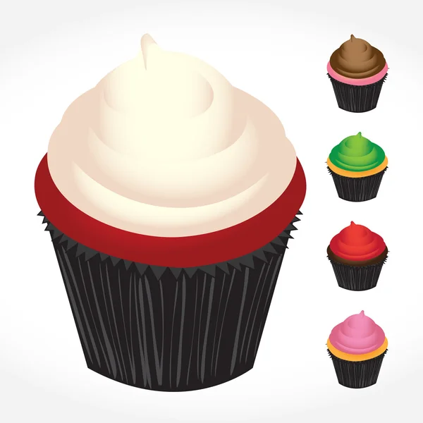 Sorte Cupcakes — Stockvektor