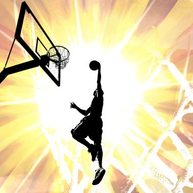 Fiery Basketball Slam Dunk clipart