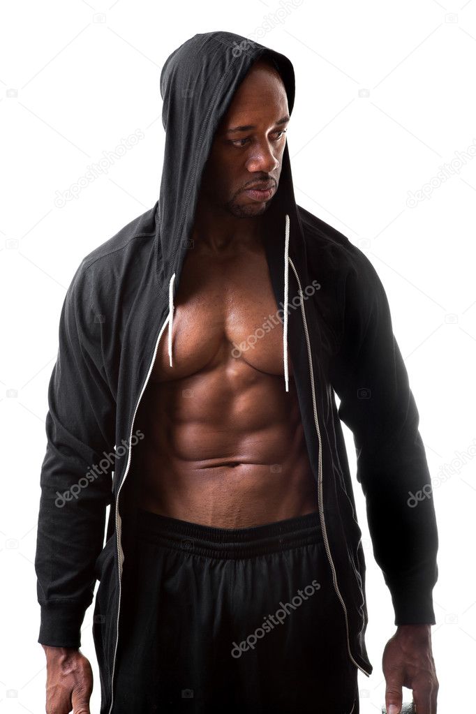 Muscular Man Wearing a Hoodie