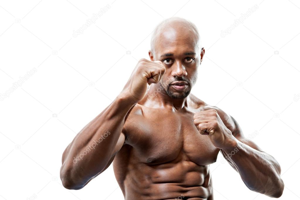 Muscular Man Fists Up