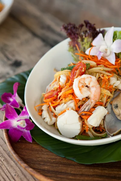 Salată thailandeză de fructe de mare Som Tum — Fotografie, imagine de stoc