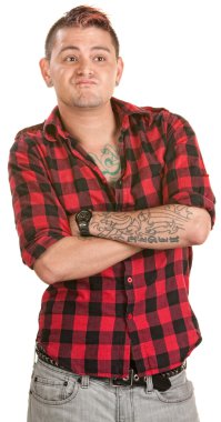 adam katlanmış silah ile somurtarak