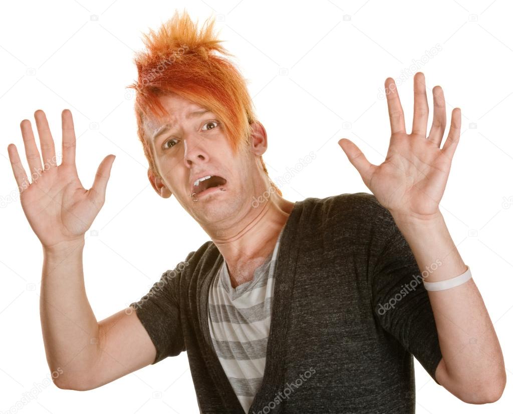 Frightened Man in Orange Hair