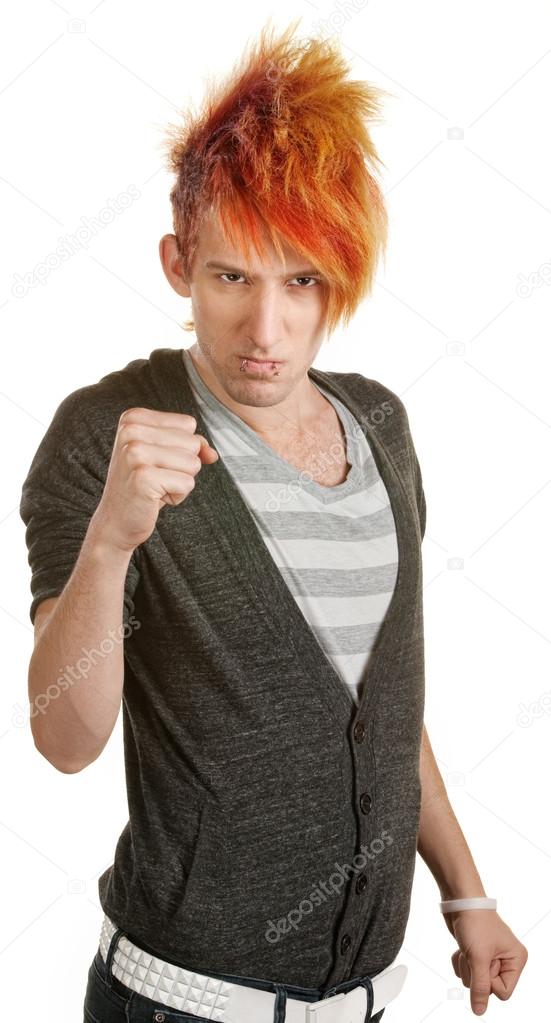 Caucasian Teen with Clenched Fists