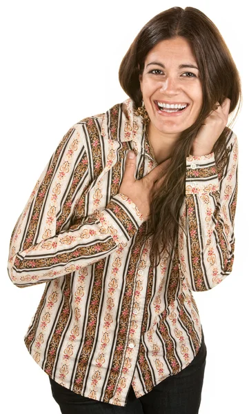 Ładna kobieta śmiech — Zdjęcie stockowe