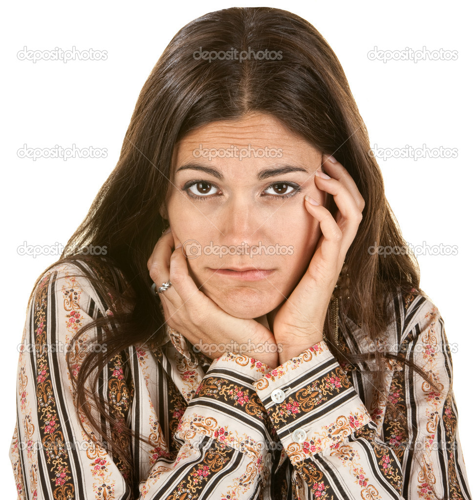 Sad Woman with Hands on Face