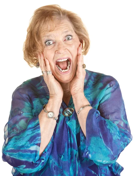 Mujer anciana asustada — Foto de Stock