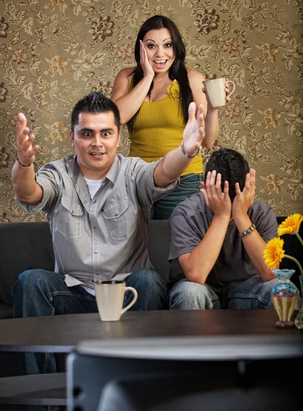 Excited Family Watching TV Royalty Free Stock Images