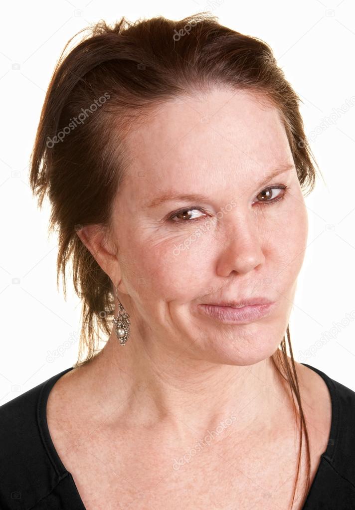 Doubtul Woman Over White Background