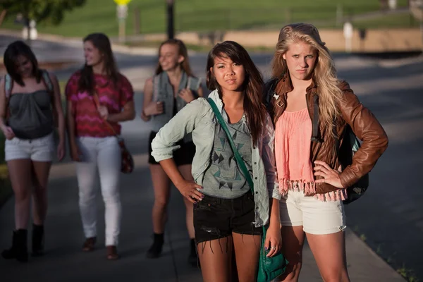 Tought Female Students Stock Image