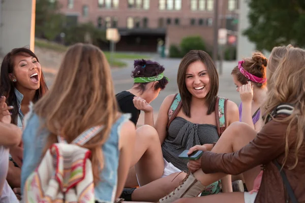 Female Students Laughing Together Stock Image