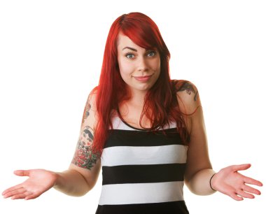 elleri açık sırıtan kadın