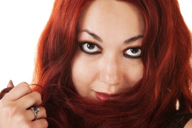 İspanyol kadın saçları ile oynama