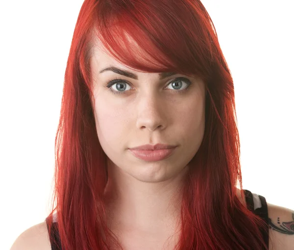 Komoly vörös hajú nő bámult — Stock Fotó