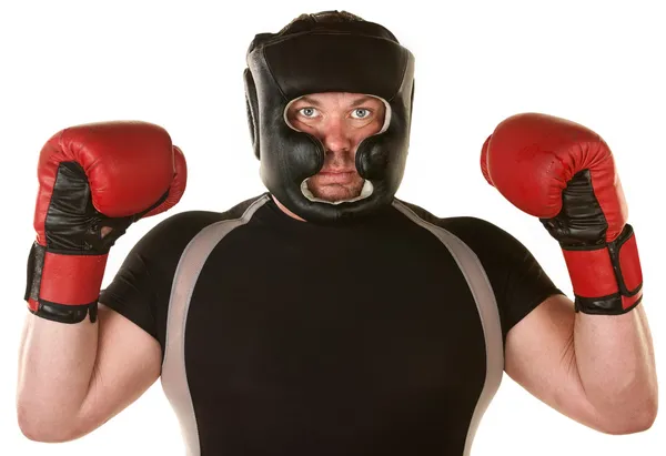 Muskulöser Boxer mit Handschuhen — Stockfoto