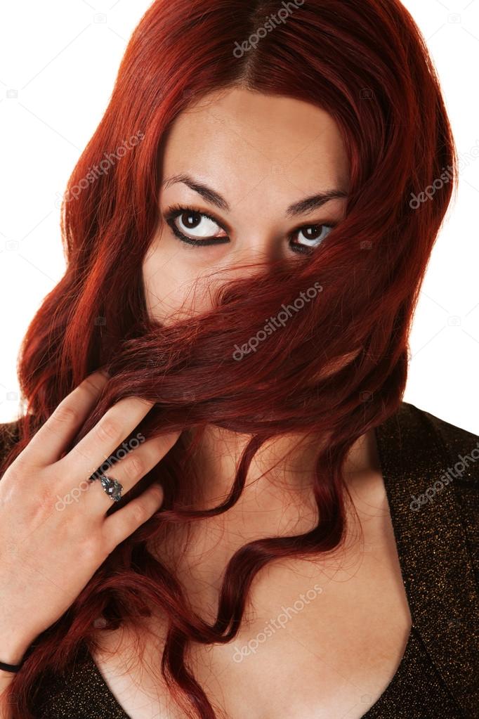 Lady Covering Her Face with Hair