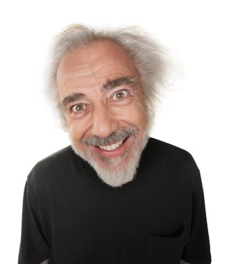adam çılgın bir gülümseme ile