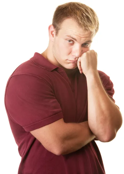 Hombre muscular tímido — Foto de Stock