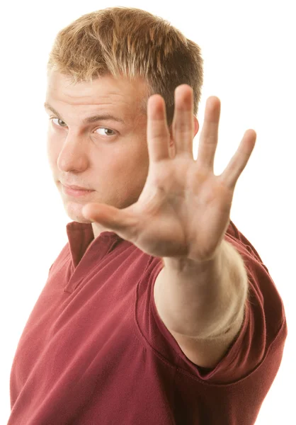 Handsome Blond Man with Hand Out Stock Picture