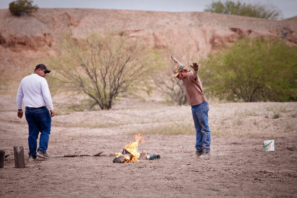 Movie Special Effects Worker Gesturing