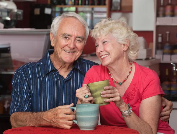 Adorable Older Couple in Bistro — Stock Photo, Image