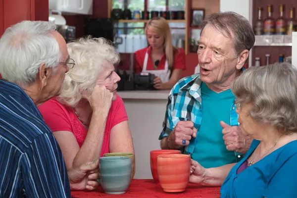 Senioren in gesprek Stockfoto