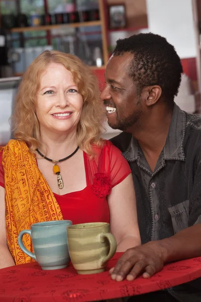 Attractive Mixed Couple in Restaurant — Stock Photo, Image