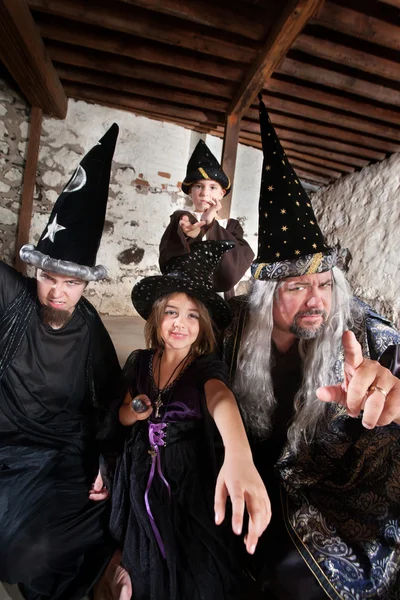 Sibling Wizards and Father — Stock Photo, Image