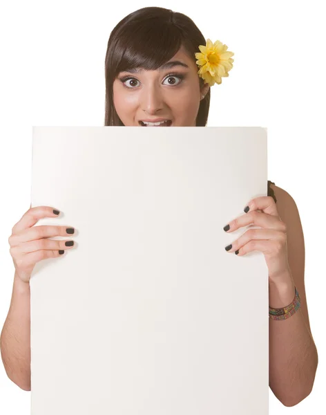 Woman Holding Blank Poster — Stock Photo, Image