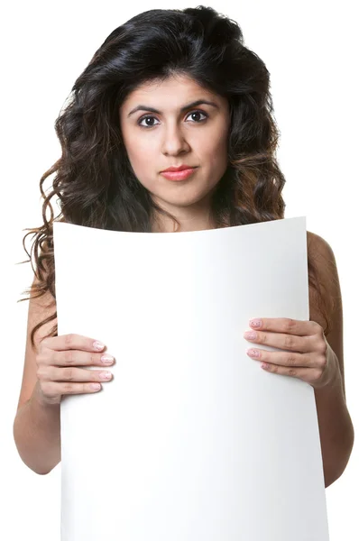 Young Lady Holding Sign — Stock Photo, Image