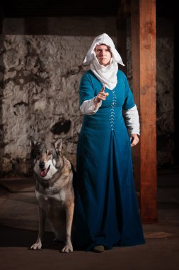 Insulted Nun with Dog clipart