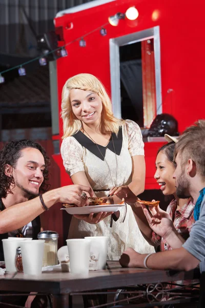 Friends Eating Out at Restaurant — Stock Photo, Image