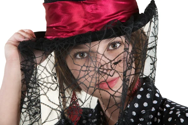 Lady in Spider Web Hat — Stock Photo, Image