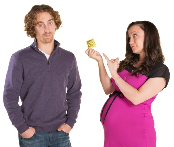 Expecting Parents with Condom — Stock Photo, Image