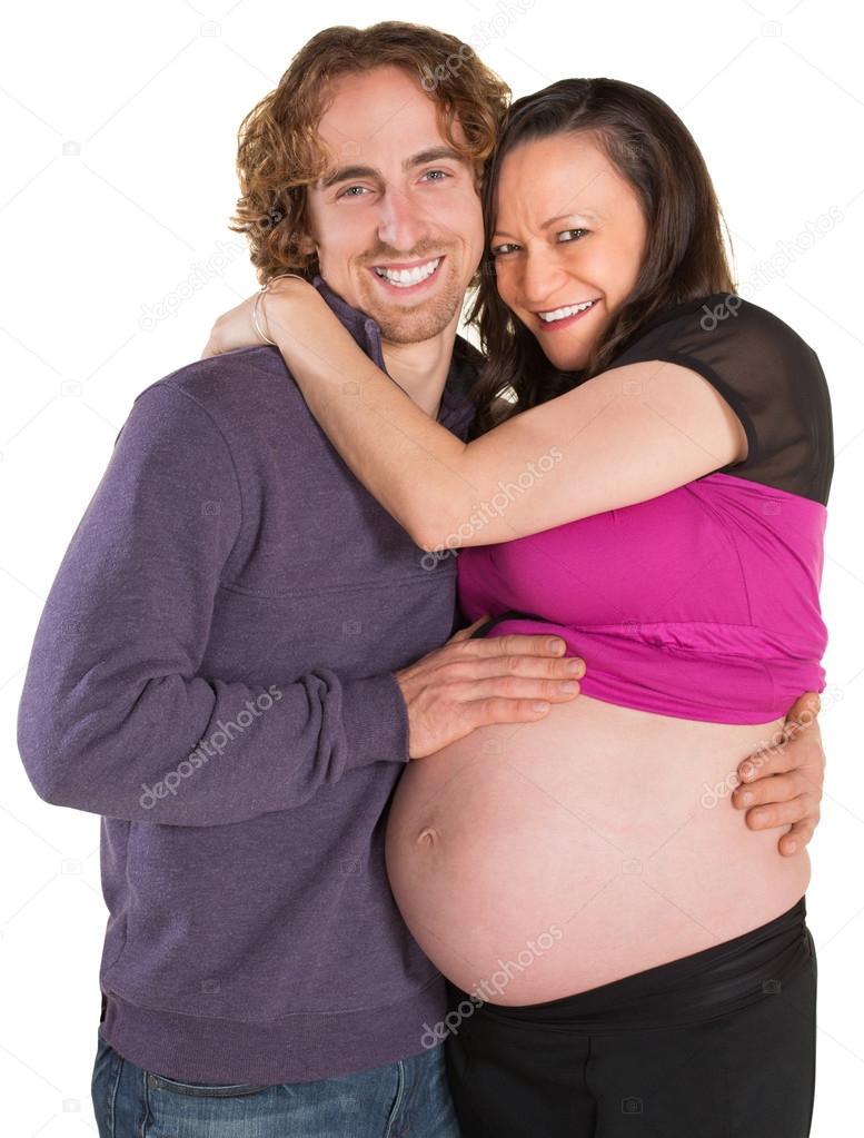 Joyful Pregnant Woman with Man