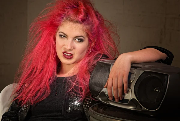 Moody Teen with Pink Hair — Stock Photo, Image