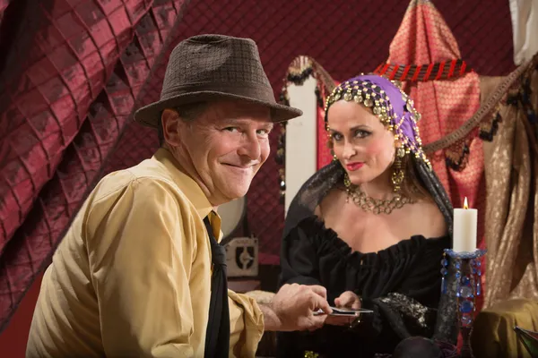 Lucky Man with Fortune Teller — Stock Photo, Image